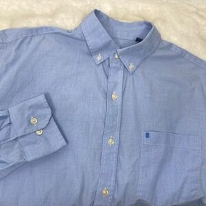 Izod Premium Essentials Mens Light Blue Button Down Long Sleeve Shirt Size Large